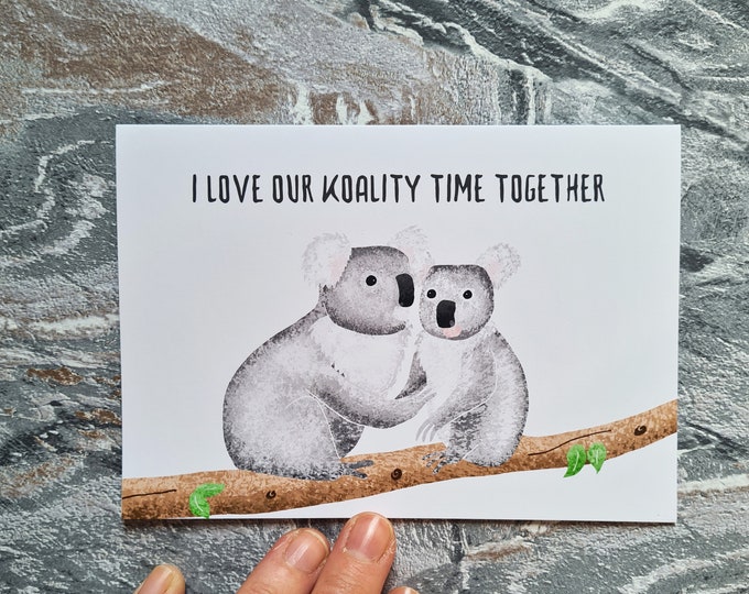 Koala Love Card, Misprint, Seconds, As is, Love Card, A6 in size (approx 105 x 148mm), Includes Envelope