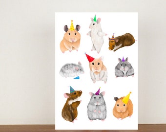 Hamster  Birthday Card, Birthday Cards, A6 Card, Cute Cards, Greetings Cards For Birthdays, Birthday 106