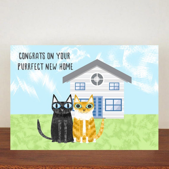Felicitations Pour Votre Carte De Maison Neuve Purrfect Carte Etsy