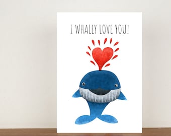 I Whaley Love You Anniversary Card, Anniversary Card, A6 Card, Cute Cards, Love Cards, Valentines Card, Greetings Card, Card, Love 112