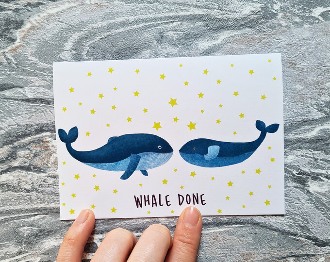 Whale Congratulations Card, Misprint, Seconds, As is, Congratulations Card, A6 in size (approx 105 x 148mm), Includes Envelope