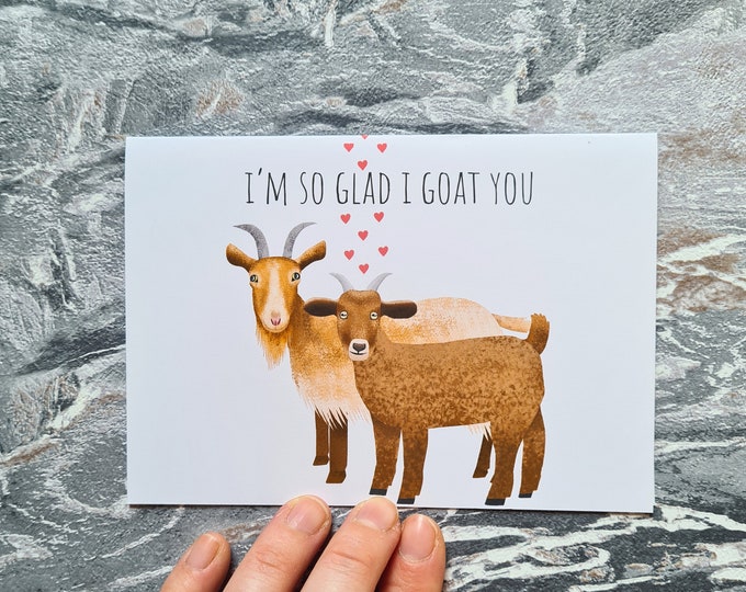 Goat Love Card, Misprint, Seconds, As is, Love Card, A6 in size (approx 105 x 148mm), Includes Envelope