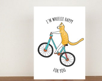 I'm Wheelie Happy For You Card,  A6 Card, Congratulations Card, Congrats Card, Good Luck Card, Congratulations And Good Luck 38