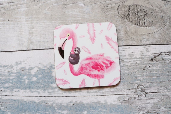 Gift Stocking Filler I Love Flamingos Drinks Coaster Birthday 
