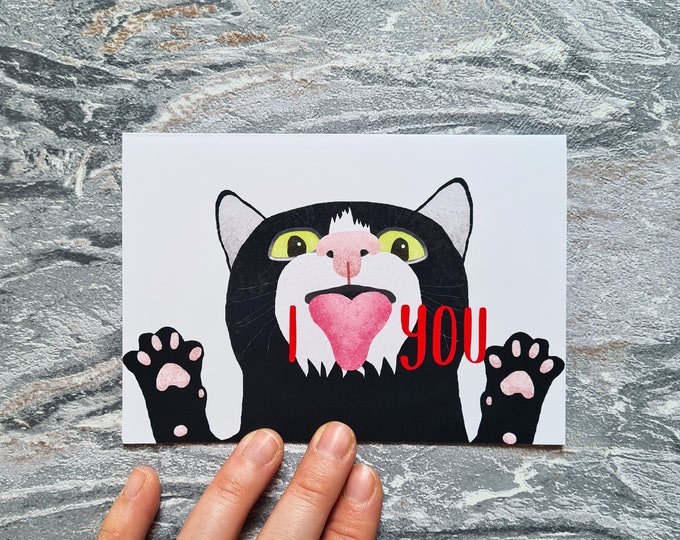 Cat Love Card, Misprint, Seconds, As is, Love Card, A6 in size (approx 105 x 148mm), Includes Envelope