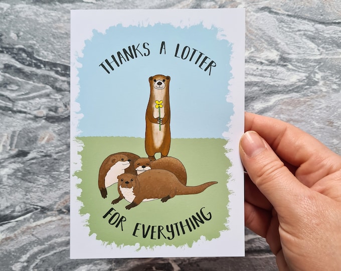 Otter Thank You Card, Misprint, Seconds, As is, Thank You Card, A6 in size (approx 105 x 148mm), Includes Envelope