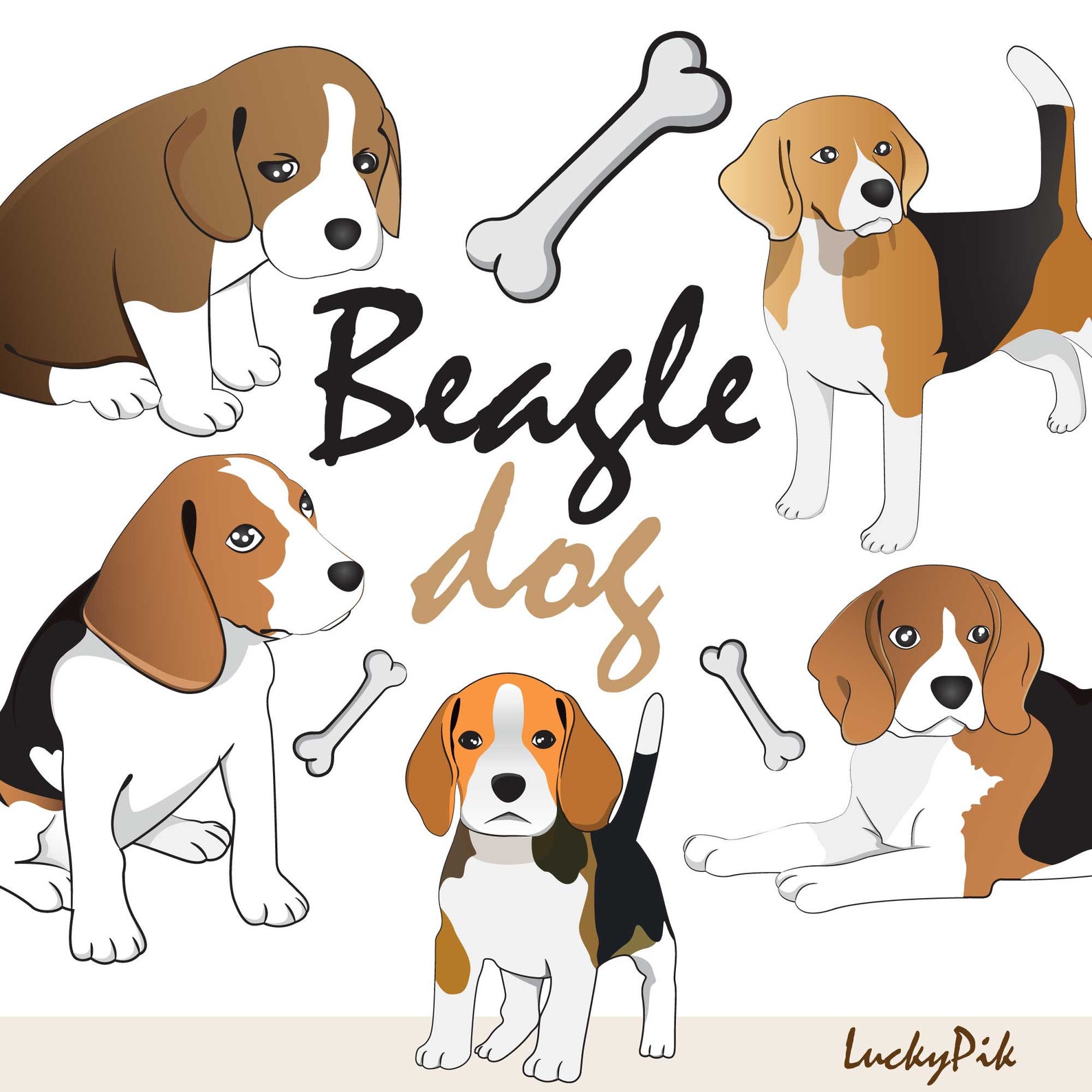 Beagle Dog Vector illustration EPS Clip Art PNG Etsy