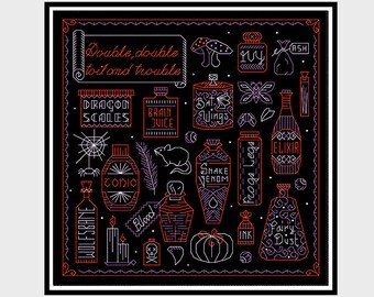 Witches Apothecary | PDF Cross Stitch Chart / Pattern | Halloween Witch