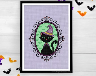 Halloween Cat Portrait | PDF Cross Stitch Chart Pattern