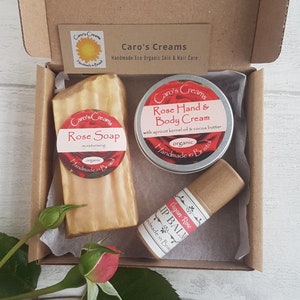 Small Rose Gift Set - lip balm, soap, cream - Organic, Natural, Eco friendly, Zero Waste