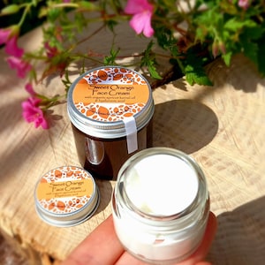 Sweet Orange Face Cream with Organic Apricot Oil & Hyaluronic Acid, anti-aging, vegan, zero waste