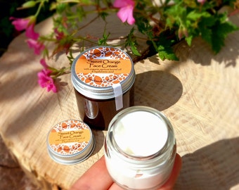 Sweet Orange Face Cream with Organic Apricot Oil & Hyaluronic Acid, anti-aging, vegan, zero waste