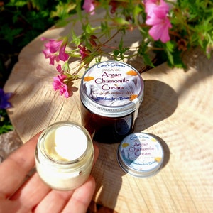 Argan Chamomile Face Cream for dry & mature skin, with Aloe Vera and Cocoa Butter, Plastic free, Organic, Vegan image 4