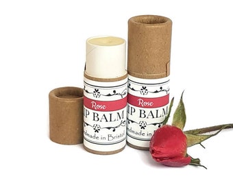 Organic Rose Plastic-free Lip Balm - natural, herbal, zero waste, handmade, vegan option