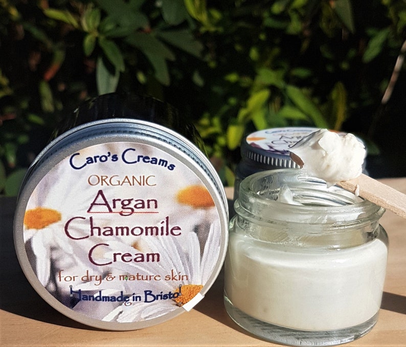 Argan Chamomile Face Cream for dry & mature skin, with Aloe Vera and Cocoa Butter, Plastic free, Organic, Vegan image 8