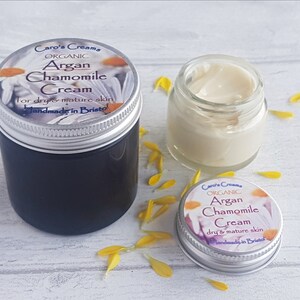 Argan Chamomile Face Cream for dry & mature skin, with Aloe Vera and Cocoa Butter, Plastic free, Organic, Vegan image 6