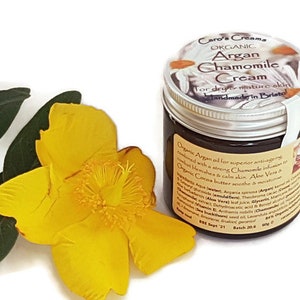 Argan Chamomile Face Cream for dry & mature skin, with Aloe Vera and Cocoa Butter, Plastic free, Organic, Vegan image 1