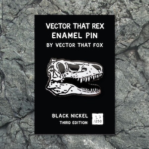 Dinosaurier Schädel Pin Anstecker &#39;VECTOR THAT REX&#39;, von Vektor der Fox
