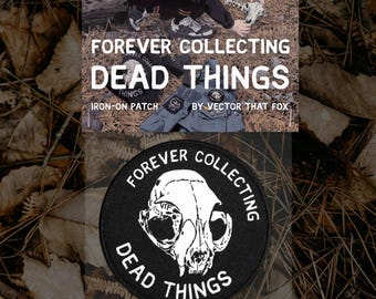 FCDT CAT SKULL - Woven 8cm (3") Circular Iron-on/Sew-on Patch, by Vector That Fox