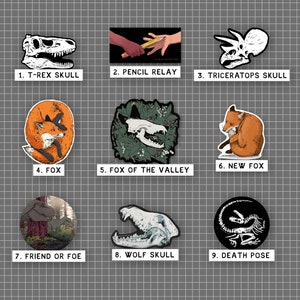 Vinyl Stickers Dinosaurs Foxes Skulls Fossils Tigers Space: individual, illustrated vinyl die-cut stickers, by Vector That Fox image 2