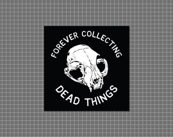 Forever Collecting Dead Things illustration | high-quality 21cm square art print on 300gsm card stock, by Vector That Fox