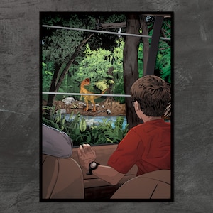 Jurassic Park Dilophosaurus illustration A2 high-quality giclée print, by Vector That Fox