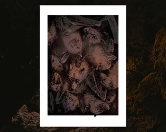 Illustratie vleermuis | Hoogwaardige A3-kunstprint op 300 gsm witte papier, door Vector That Fox
