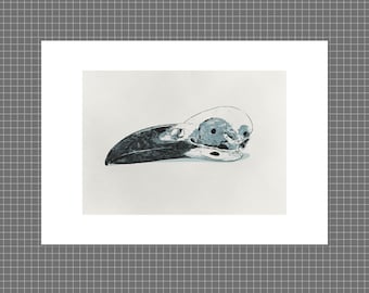Raven skull illustration | A3 high-quality art print onto 300gsm white stock, by Vector That Fox