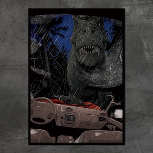 Jurassic Park Tyrannosaurus Rex illustration A2 high-quality giclée print, by Vector That Fox