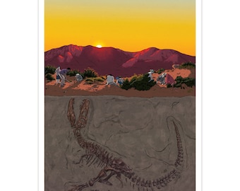 Dig Site illustration | A3 high-quality giclée art print, by Vector That Fox