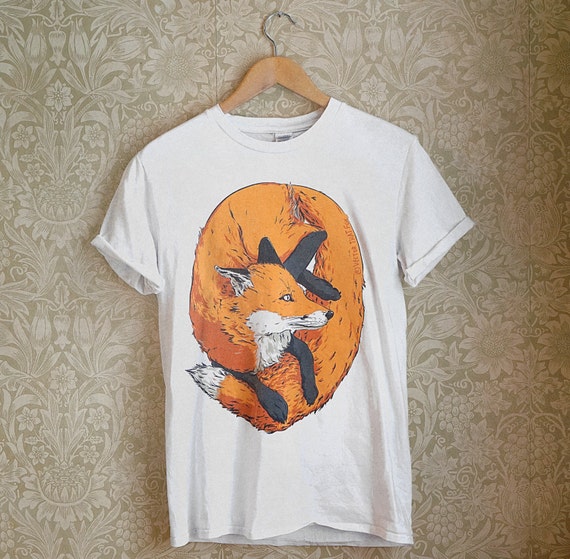 Illustrated FOX Adult's White T-shirt by Vector That Fox | Etsy