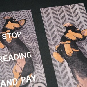 Illustrated Dog Bookmark 'Stop Reading and Pay Attention to Me' Double-sided 400gsm matte laminate card stock bookmark, by Vector That Fox image 7