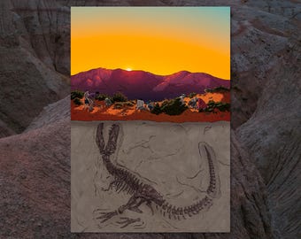 DIG SITE - Tyrannosaurus Rex illustration art print, by Vector That Fox