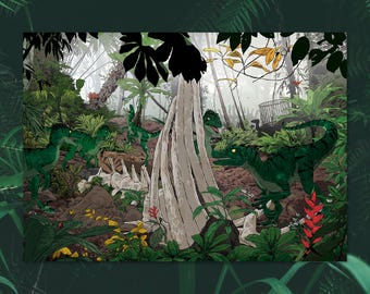 LOST WORLD VELOCIRAPTORS - Folio Society book cover illustration art print, by  Vector That Fox