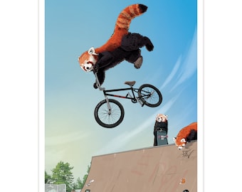 Shred Panda illustration | A3 high-quality giclée art print, by Vector That Fox