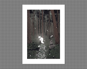 The White Fox illustration | A3 high-quality art print on 300gsm white card stock, by Vector That Fox
