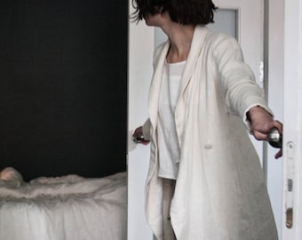 Linen Robe, Linen Jacket, Wrap Cardigan, Linen Clothing, Linen Maternity Robe, Linen Cardigan, Button Cardigan, Washed Linen Cover Up