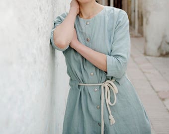 Linen Tunic Dress, Bridesmaid Bathrobe, Linen Kimono Robe, Linen Honeymoon Robe, Linen Sleepwear, Linen Clothing For Women, Linen Robe Dress