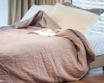 Dusty Rose Bedding, Linen Bedding, Linen Duvet Cover, Linen Comforter, Housewarming Gift, Dusty Rose Duvet Cover, Hypoallergenic Bedding