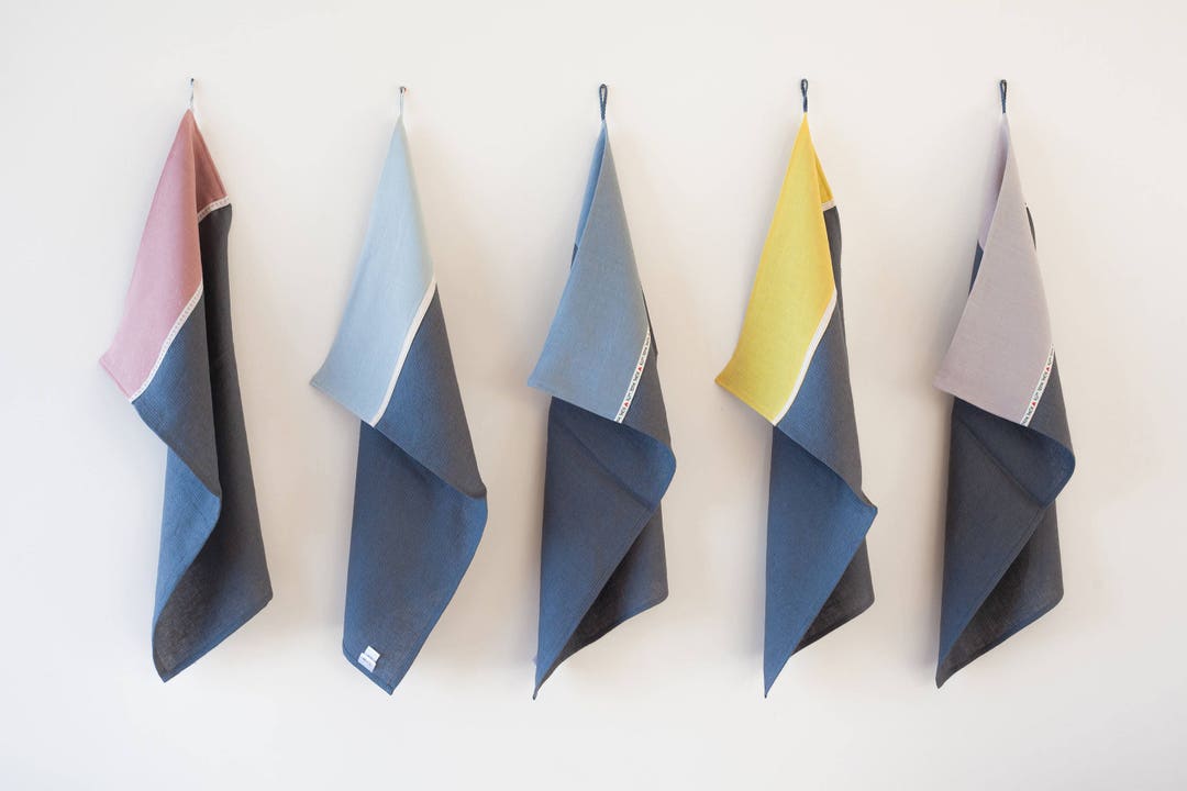 Strofinacci In Lino 6 Pezzi - Canovacci Da Cucina 45x70 Cm, Misto Bianco Beige Naturale, Lavabili A 40&deg;C