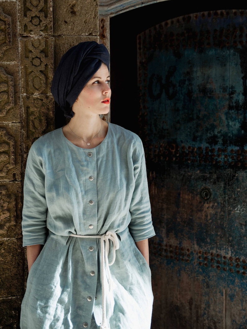 Grey Linen Robe Bath Robe House Coat Linen Clothing Linen Etsy