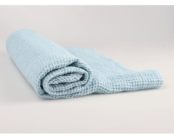 Linen Travel Towel, Guest Towel, Linen Bath Towel, Baby Blue Towel, Hanging Towel, Waffle Linen Towel, Beach Towel, Sauna Towel, Rustic