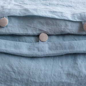 Ocean Blue Linen Duvet Cover: Bohemian Button Closure Bedding