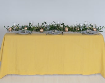 Yellow Tablecloth, Linen Tablecloth, Rectangle Tablecloth, Holiday Present, Housewarming Table Linen, Outdoor Tablecloth, Linen Table Cloth
