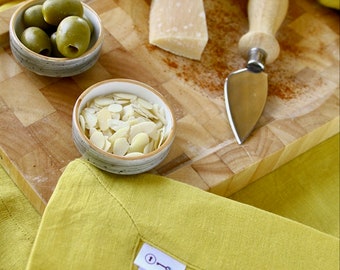 Linen Napkins, Cloth Napkins, Yellow Linen Napkins, Mustard Napkins, Cottagecore Decor, Organic Porch Napkins, Christmas Gift, Soft Linen