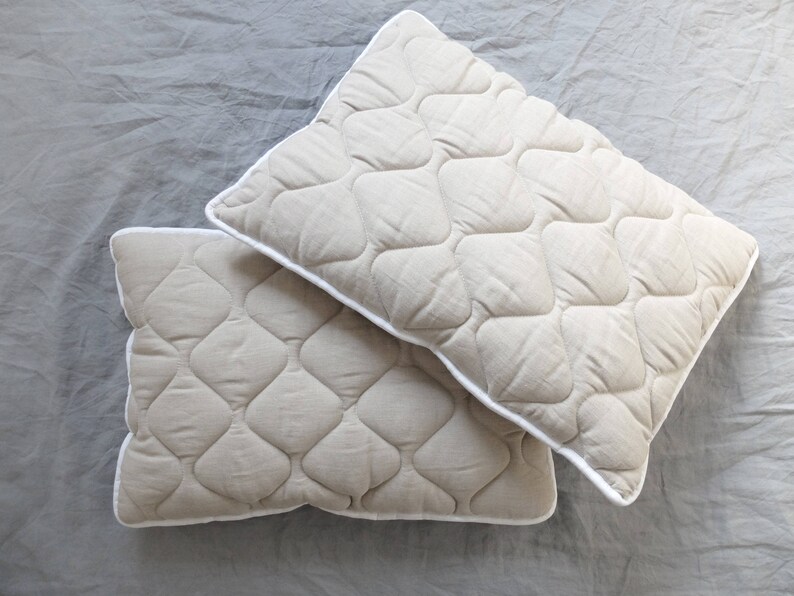 Wool Pillow Linen Quilted Pillow Wool Filled Pillow Sleep Etsy