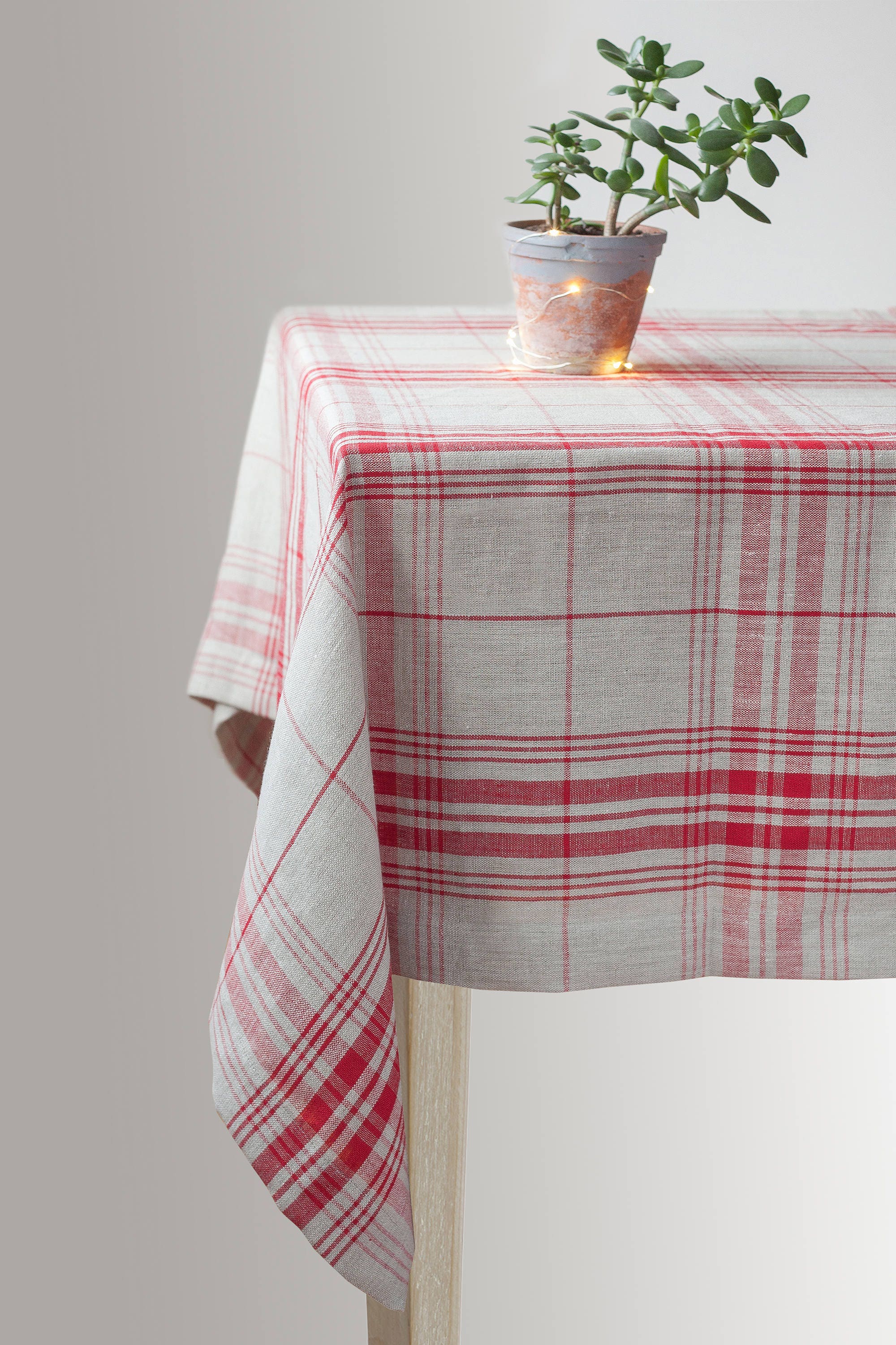 Nappe de Linge, Nappe Tartan, Ferme, Linge Table Naturel, Grande Nappe, Rectangulaire, Rustique