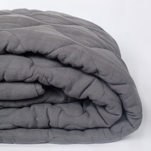 Charcoal Linen Weighted Blanket: Organic Wool Winter Comforter