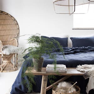 Royal Blue Linen Duvet Cover: Pre-washed Linen Bedding