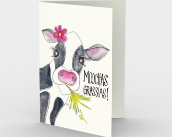 Moochas Grassias Greeting Card